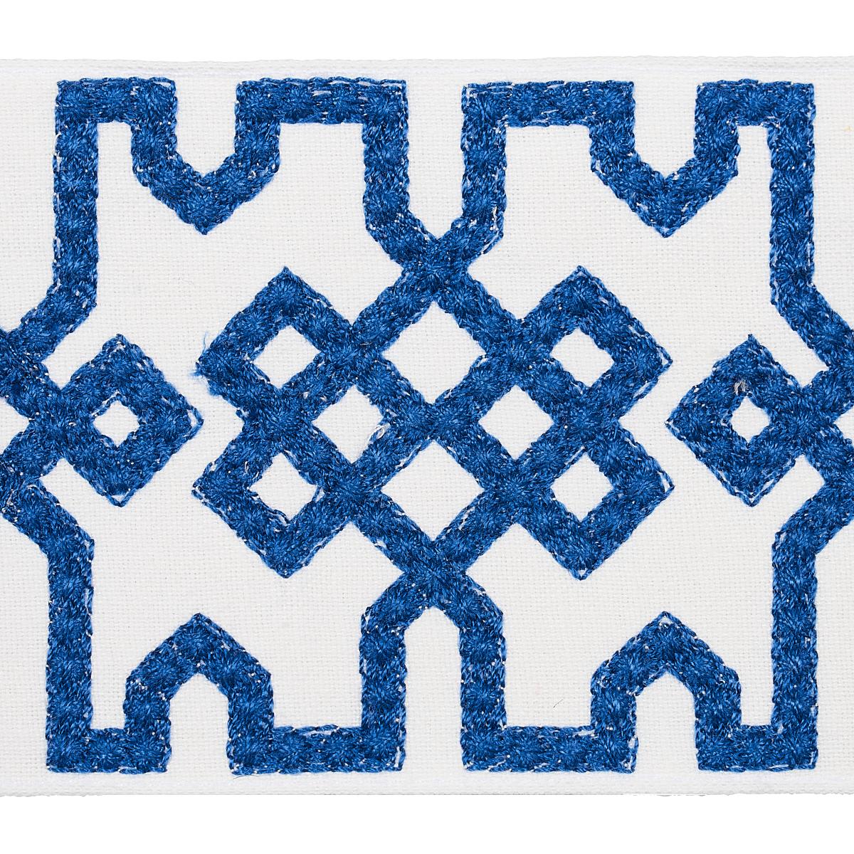 Schumacher Blue On White Knotted Trellis Tape
