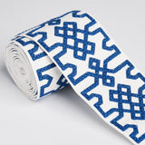Schumacher Blue On White Knotted Trellis Tape