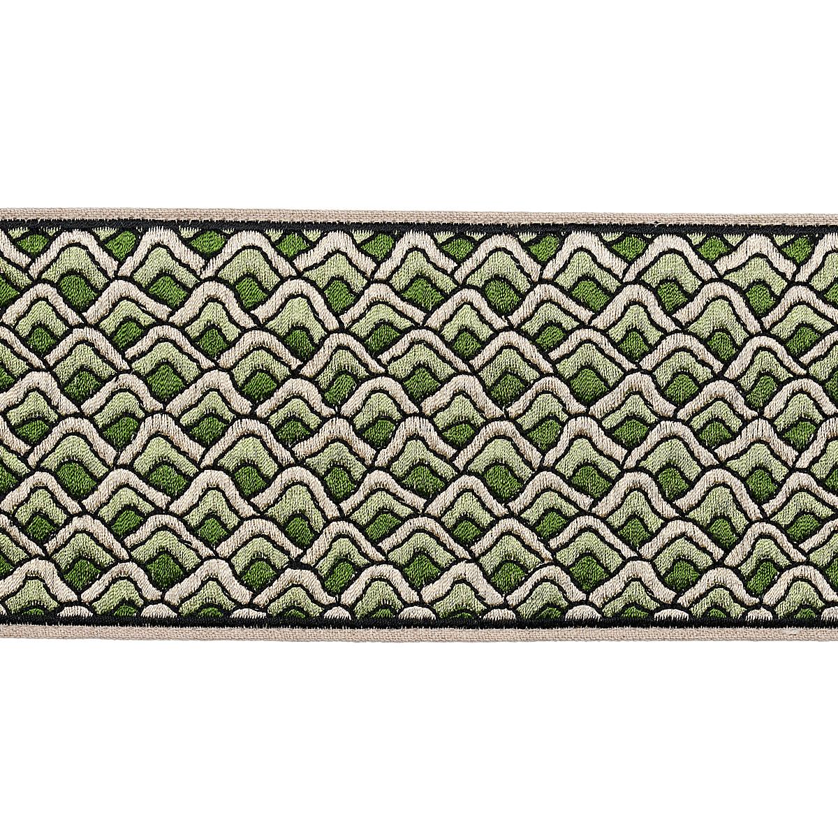 Schumacher Sunrise Embroidery Tape Emerald Trim