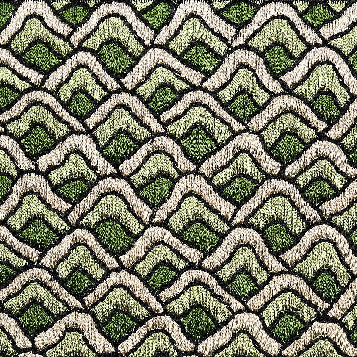 Schumacher Sunrise Embroidery Tape Emerald Trim