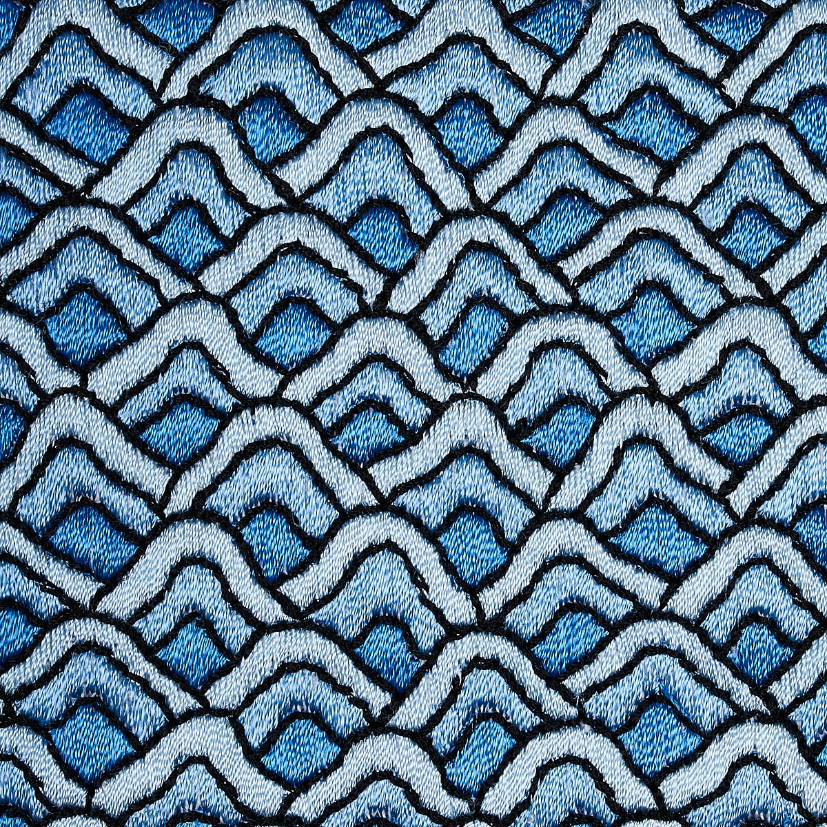 Schumacher Sunrise Embroidery Tape Blues Trim