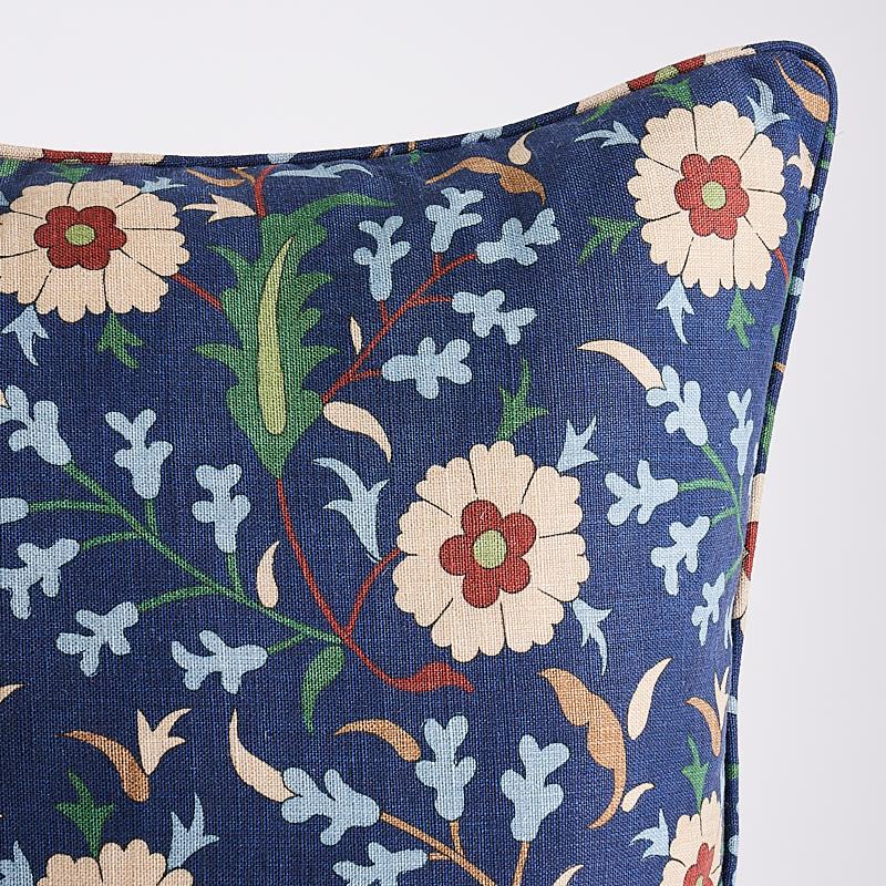 Schumacher Indigo 22" x 22" Floralia Pillow