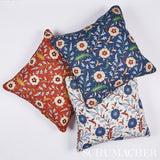 Schumacher Indigo 22" x 22" Floralia Pillow