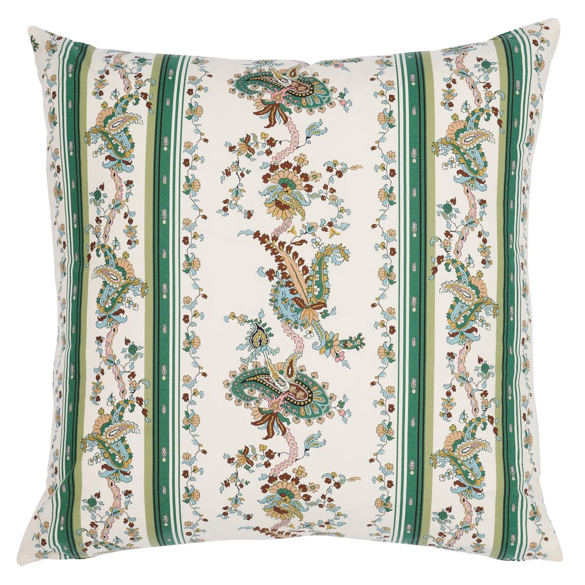 Schumacher Green 22" x 22" Elena Paisley Stripe Pillow