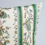 Schumacher Elena Paisley Stripe Green 22" x 22" Pillow