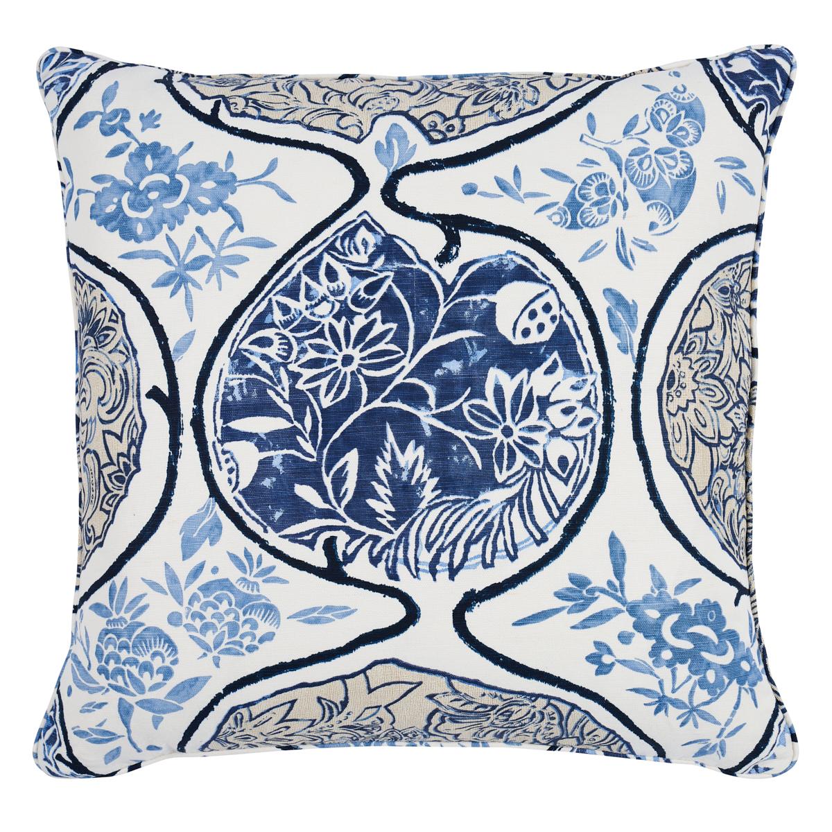 Schumacher Blues 22" x 22" Katsugi Pillow