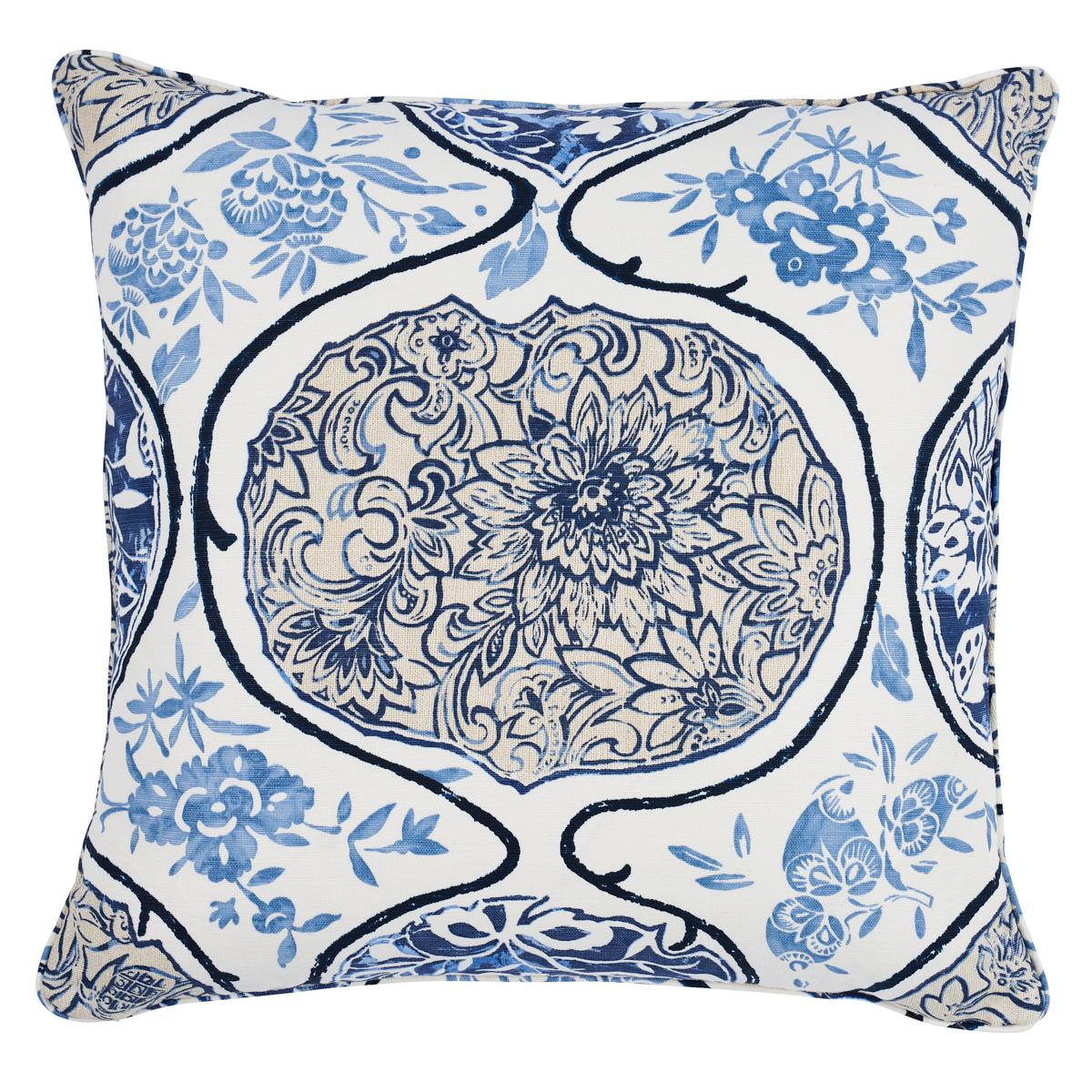 Schumacher Blues 22" x 22" Katsugi Pillow