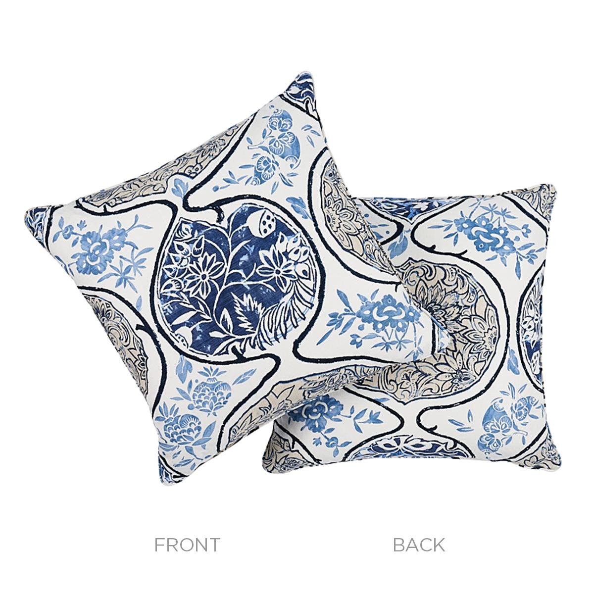 Schumacher Blues 22" x 22" Katsugi Pillow