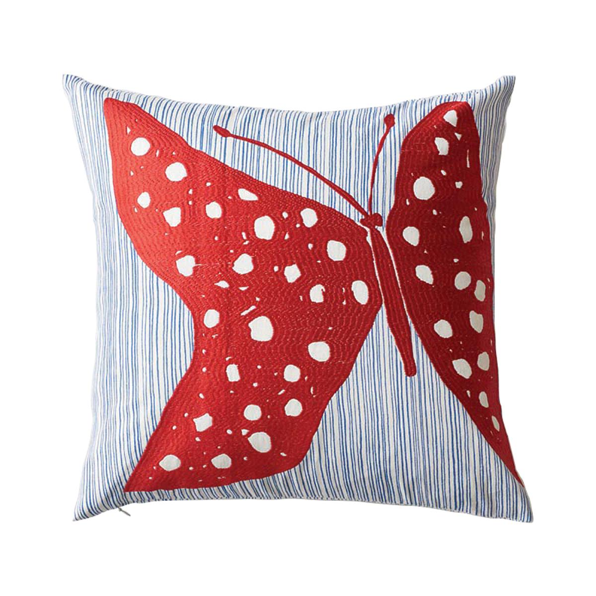 Schumacher Mariposa  A Red & Blue 18" x 18" Pillow