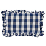 Schumacher Navy 22" x 14" Camden Cotton Check Pillow