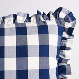 Schumacher Navy 22" x 14" Camden Cotton Check Pillow