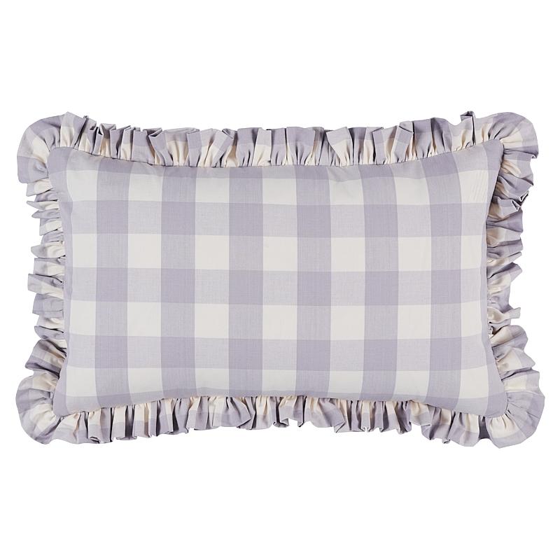 Schumacher Lilac 22" x 14" Camden Cotton Check Pillow