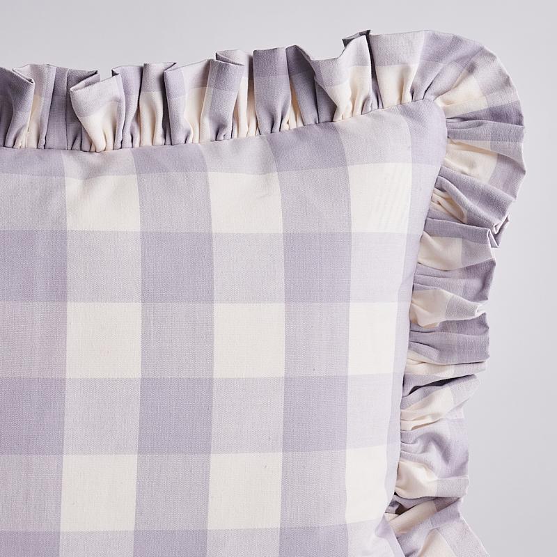 Schumacher Lilac 22" x 14" Camden Cotton Check Pillow
