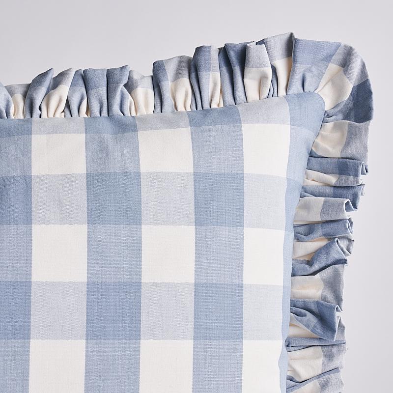 Schumacher Sky 22" x 14" Camden Cotton Check Pillow