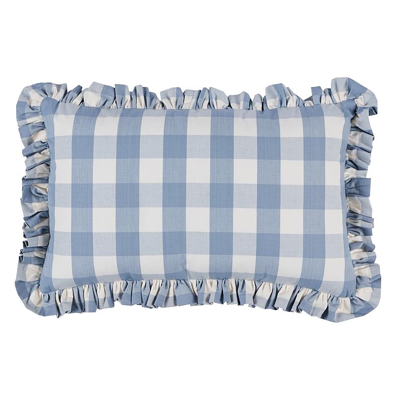 Schumacher Sky 22" x 14" Camden Cotton Check Pillow