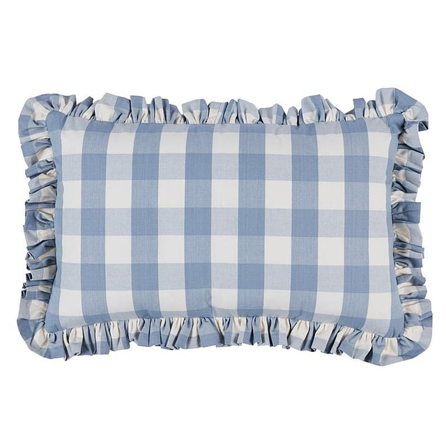 Schumacher Sky 22" x 14" Camden Cotton Check Pillow