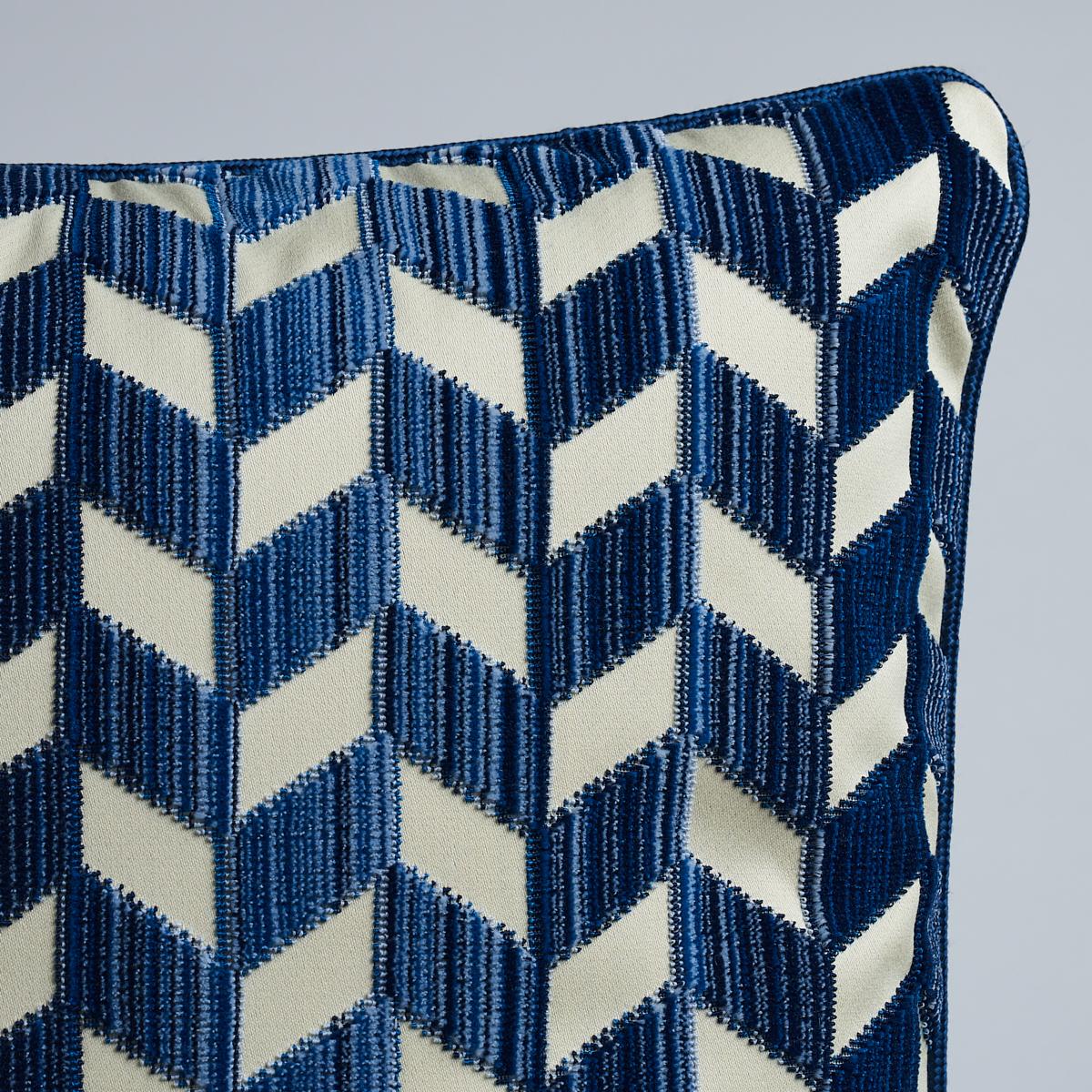 Schumacher Lapis 18" x 18" Chevron Strie Velvet Pillow