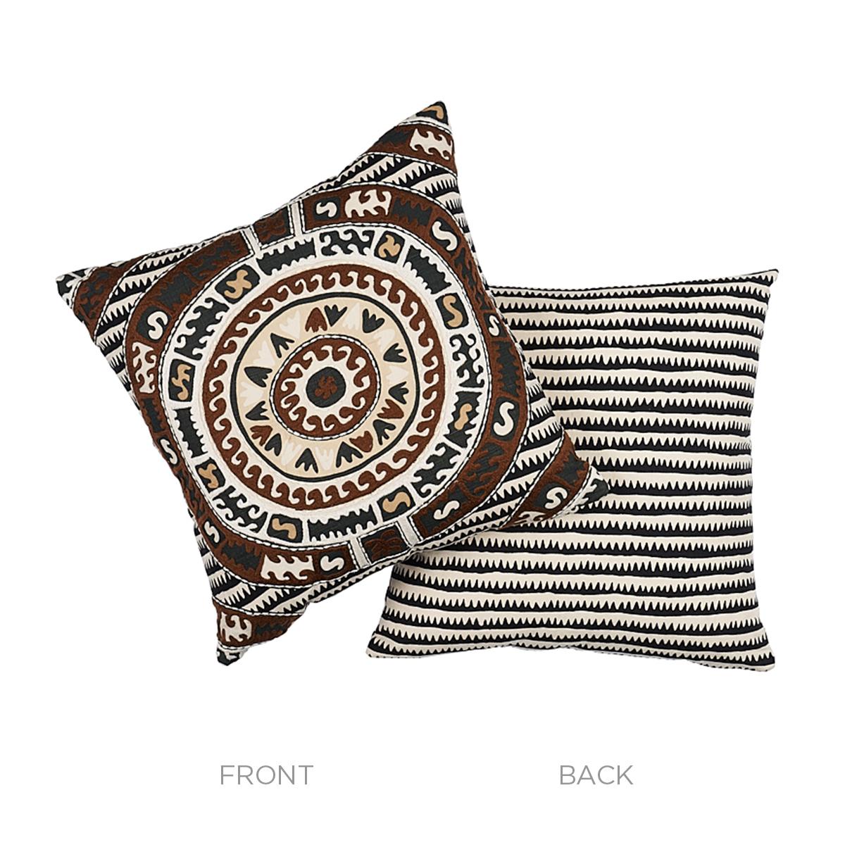 Schumacher Black Neutral 20" x 20" Corfu Pillow