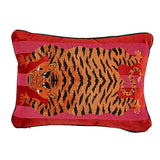 Schumacher Red & Pink 20" x 14" Jokhang Tiger Velvet Pillow