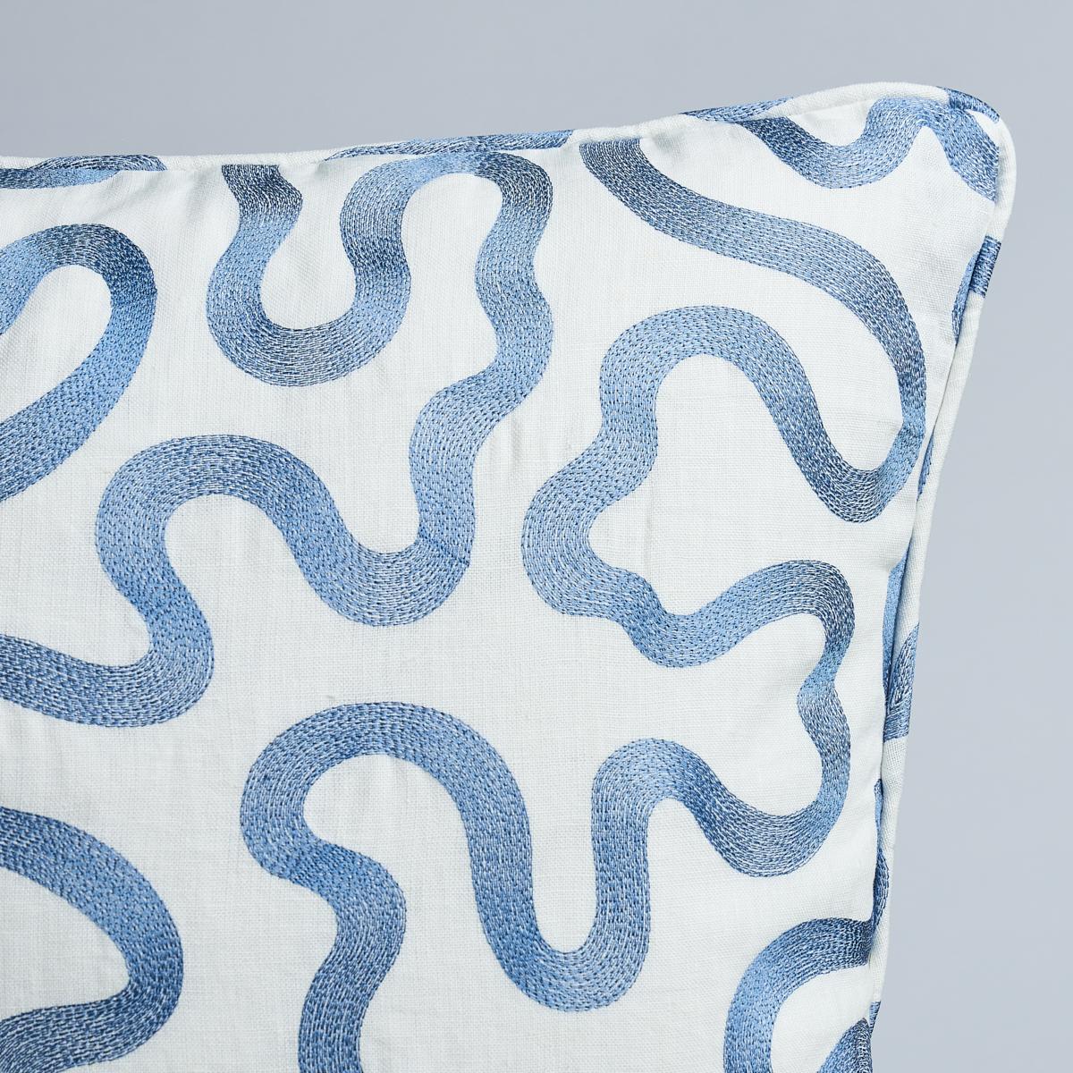 Schumacher Navy On Ivory 18" x 18" Riley Pillow