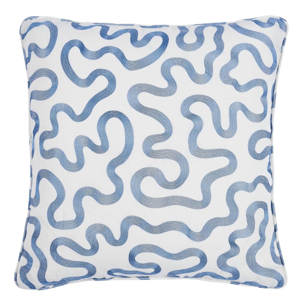 Schumacher Navy On Ivory 22" x 22" Riley Pillow