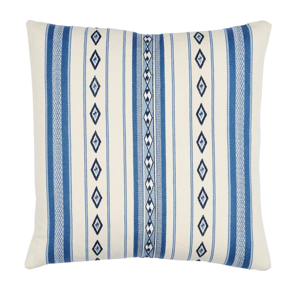 Schumacher Dakota Stripe Blue 18" x 18" Pillow