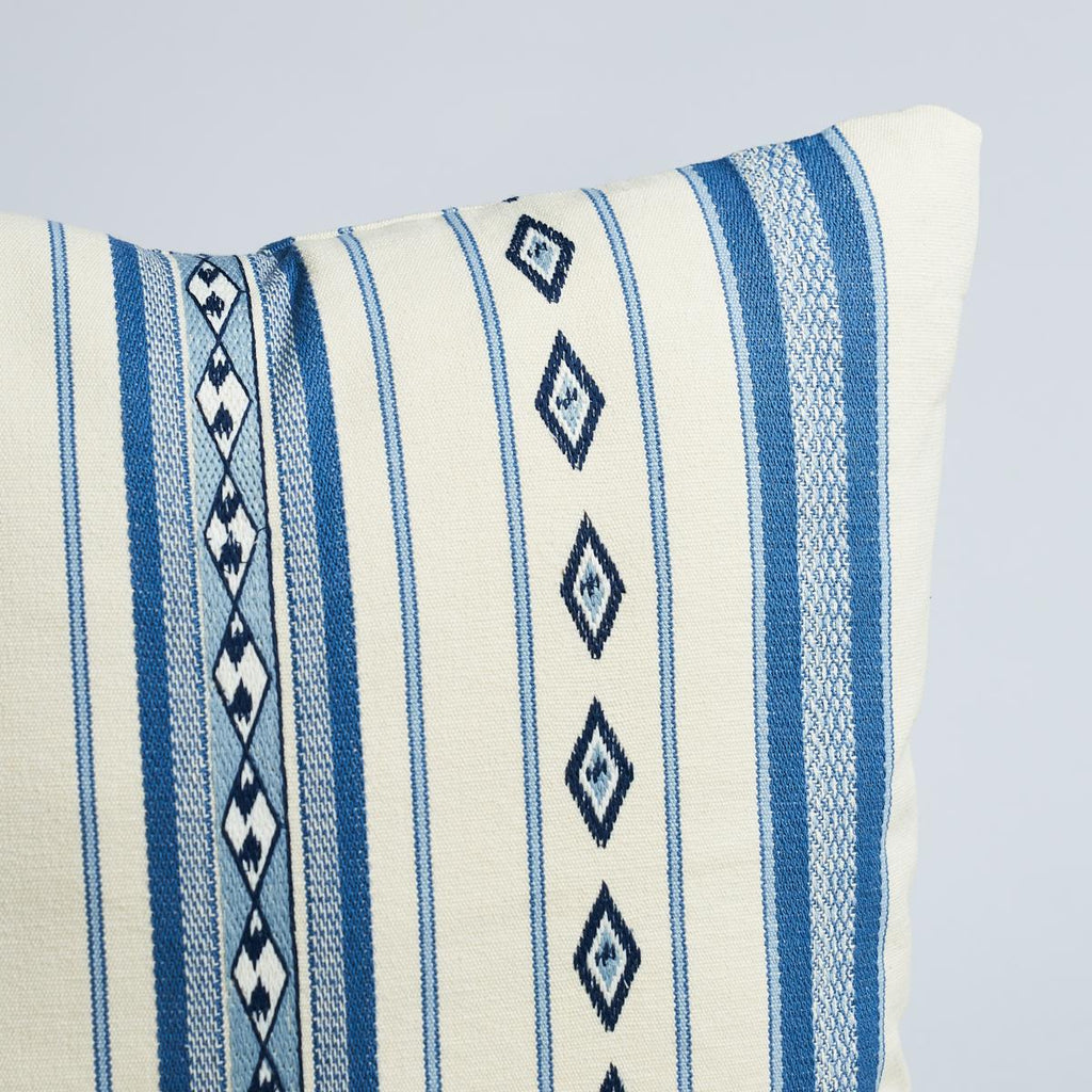 Schumacher Dakota Stripe Blue 18" x 18" Pillow