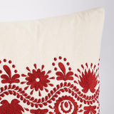 Schumacher Red 24" x 16" Theodora Embroidery Pillow