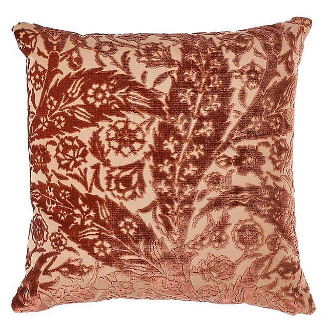 Schumacher Saz Paisley Velvet Terracotta 20" x 20" Pillow
