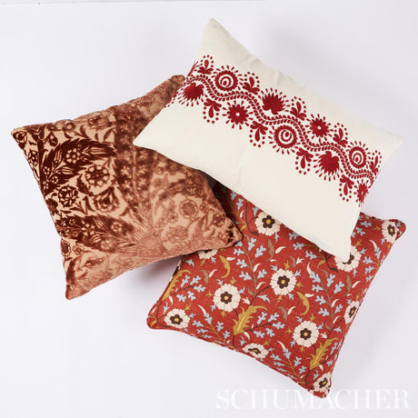 Schumacher Saz Paisley Velvet Terracotta 20" x 20" Pillow