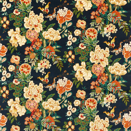 Sanderson Emperor Peony Midnight/Apricot Fabric