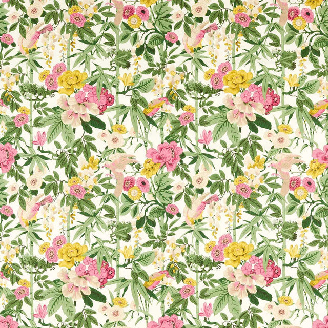 Sanderson Bamboo & Bird Scallion Green/Fushia Fabric