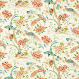 Sanderson Indienne Peacock Cinnabar Red/ Olive Fabric