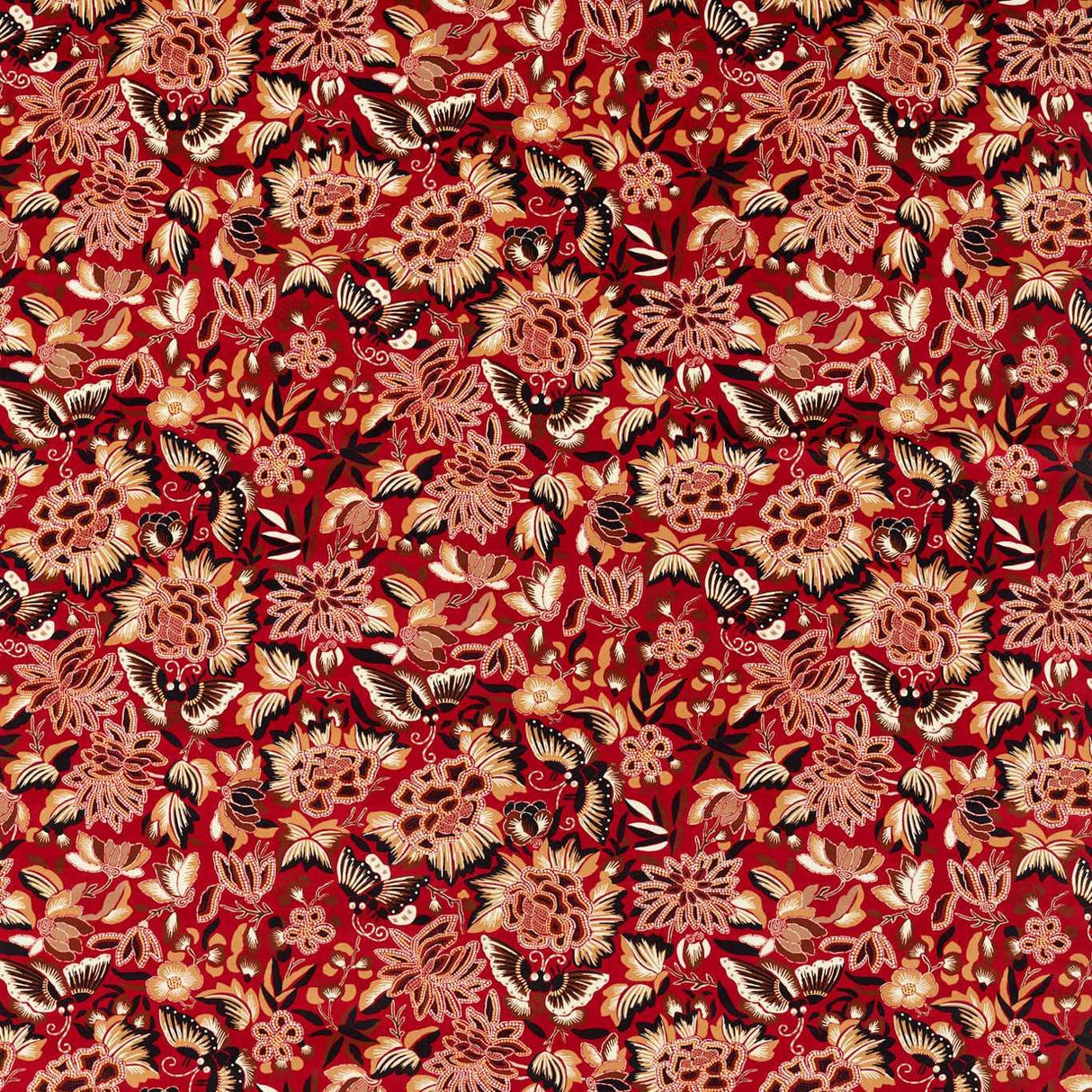Sanderson Amara Butterfly Cinnabar/Ink Black Fabric