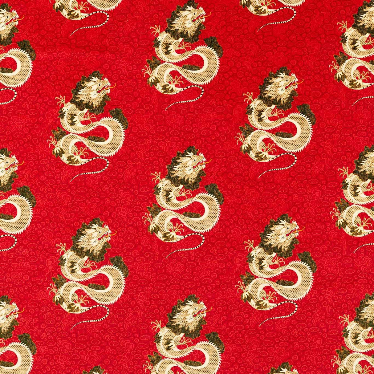 Sanderson Water Dragon Cinnabar Red Fabric