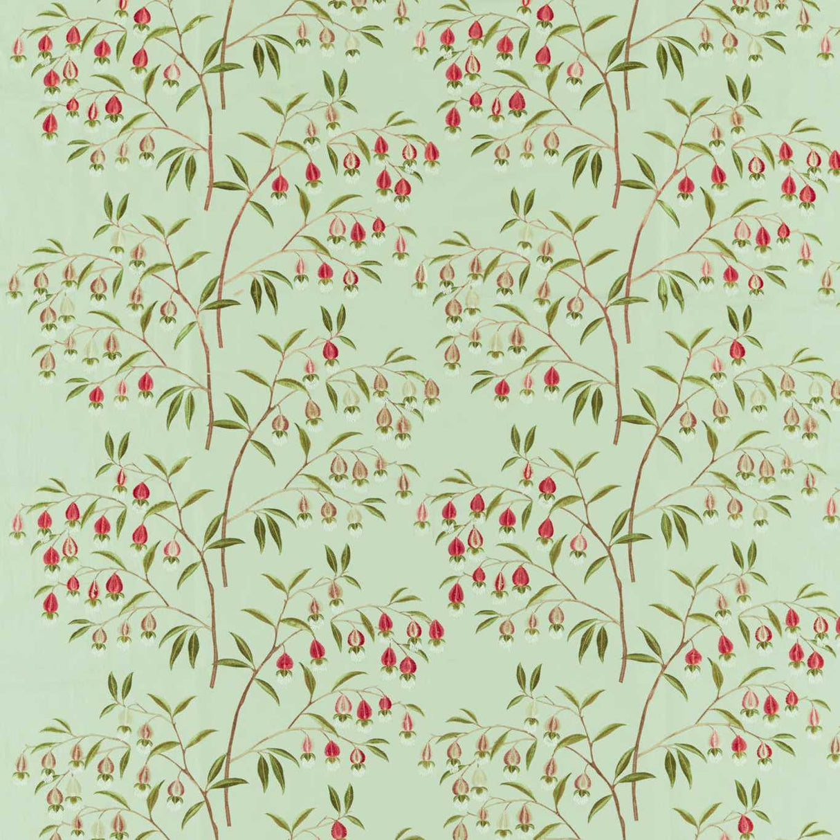 Sanderson Chinese Lantern Mint & Apricot Fabric