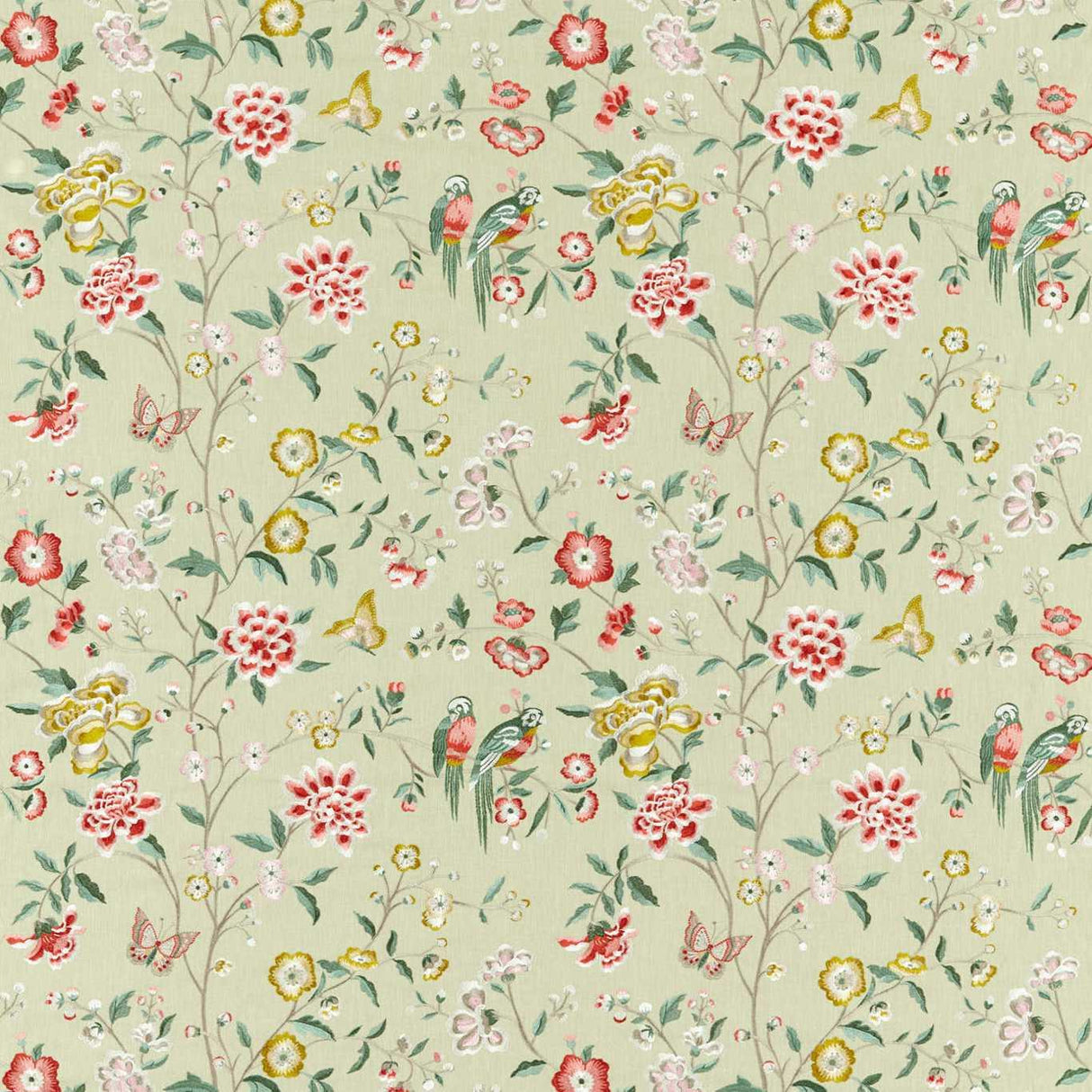 Sanderson Chinoiserie Hall Bamboo & Rose Fabric