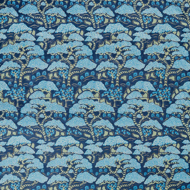 Sanderson Bonsai & Gingko Blue Fabric