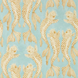 Sanderson Voyaging Koi Clear Sky/Persimmon Wallpaper