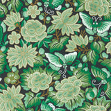 Sanderson Amara Butterfly Emerald/Ink Black Wallpaper