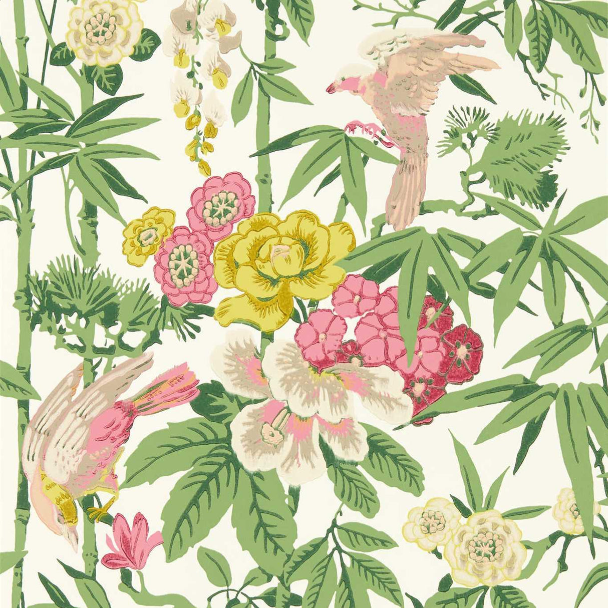 Sanderson Bamboo & Birds Scallion Green Wallpaper