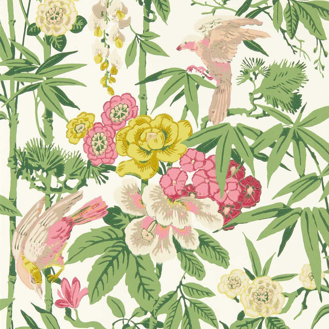 Sanderson Bamboo & Birds Scallion Green Wallpaper