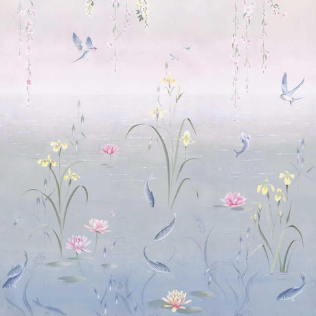 Sanderson Water Garden Soft Jade/Pink Blossom Wallpaper