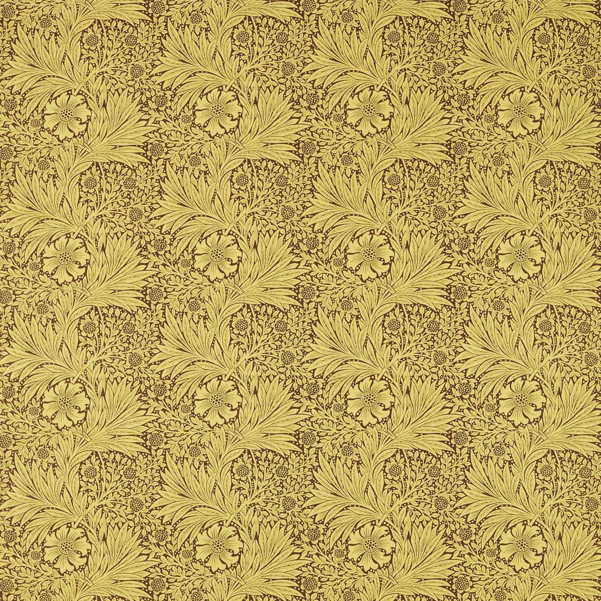 Morris & Co Marigold Summer Yellow/Chocolate Fabric