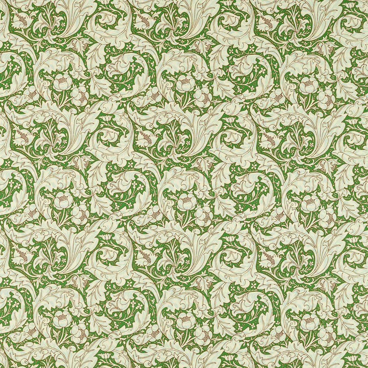 Morris & Co Bachelors Button Leaf Green/Sky Fabric