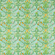 Morris & Co Woodland Weeds Orange/Turquoise Fabric