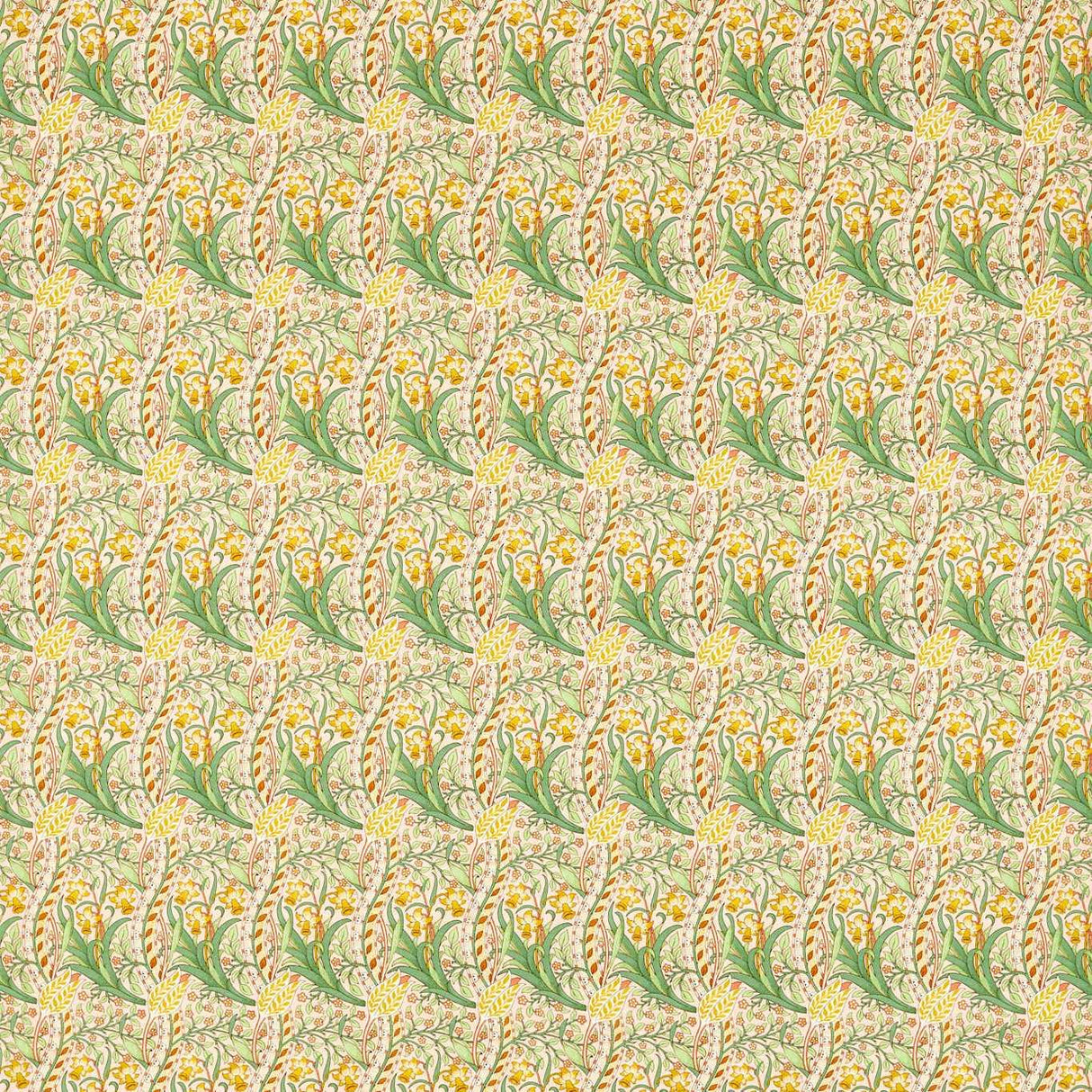 Morris & Co Daffodil Pink/Leaf Green Fabric