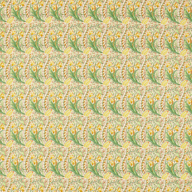 Morris & Co Daffodil Pink/Leaf Green Fabric