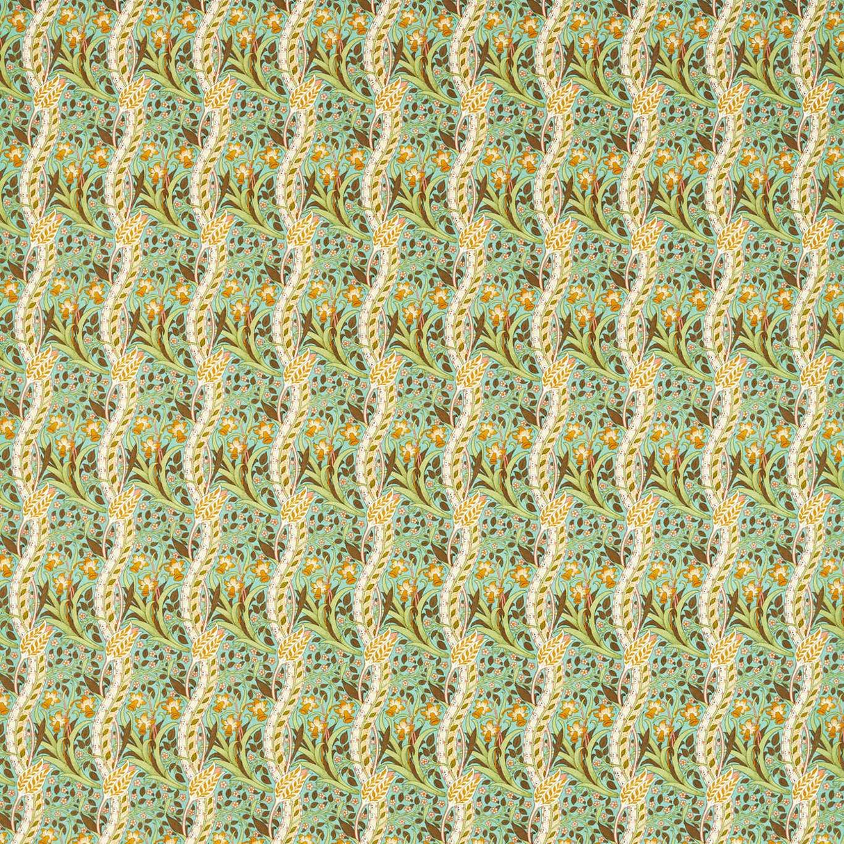 Morris & Co Daffodil Cove Blue/Chocolate Fabric