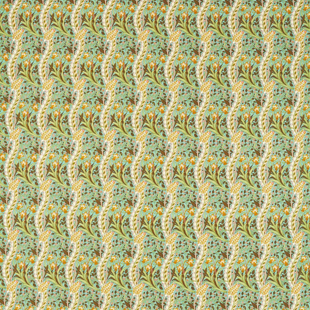 Morris & Co Daffodil Cove Blue/Chocolate Fabric